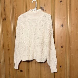 American Eagle Outfitters Cream Cable Knit Sweater
